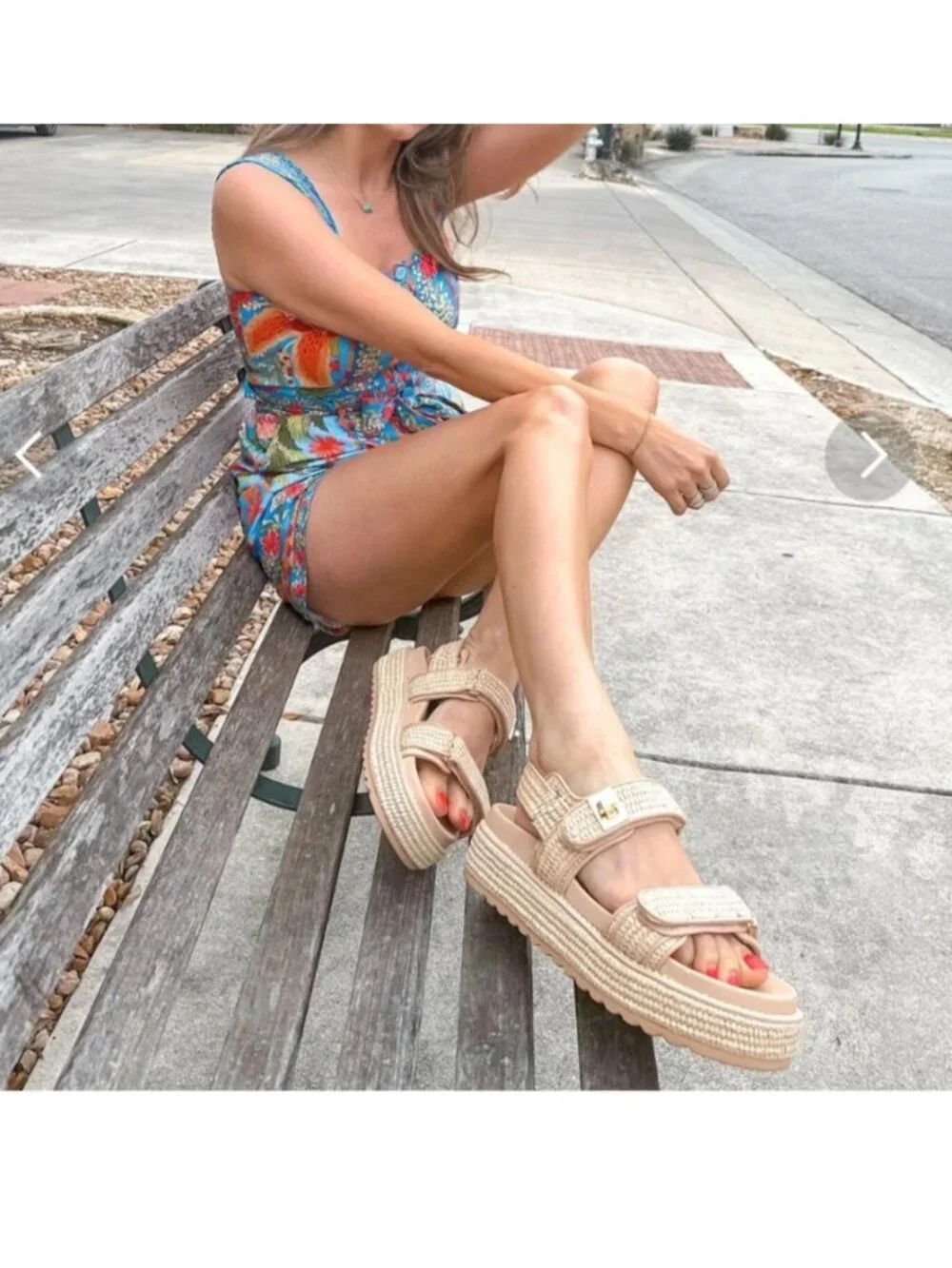 Steve Madden Bigmona Platform Sandals Natural Raffia Women Size 9
